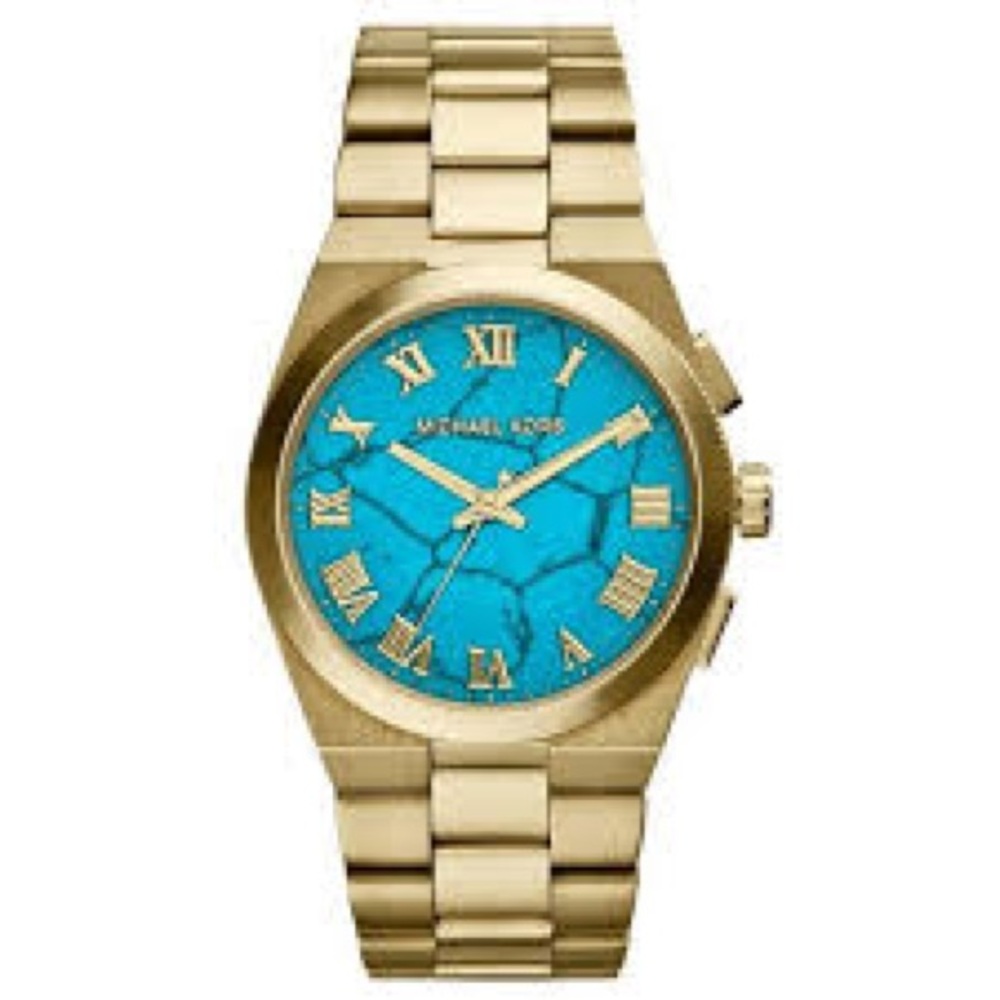 Michael Kors Chaining Turquoise Gold Watch